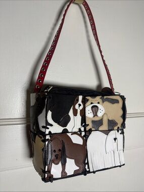 Michael Simon Leather Patchwork Dog Purse Small